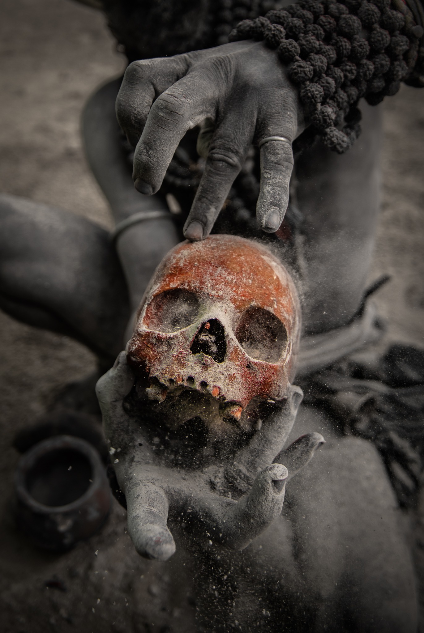Aghori using ashes from crematory ghat